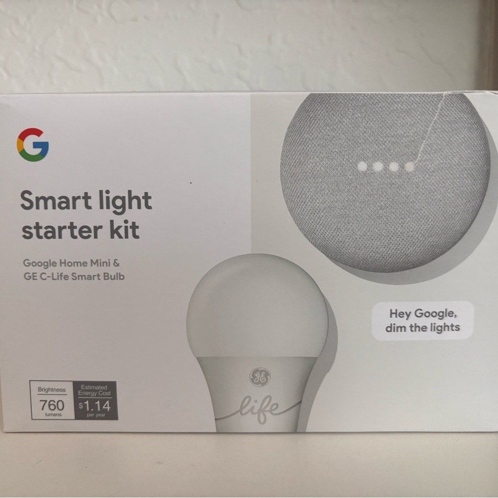 Google Home Mini with GE Smart Bulb - Gray